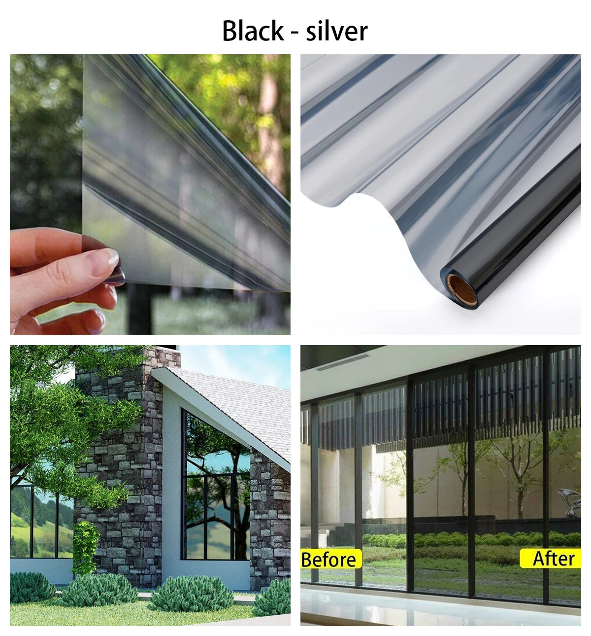 Privacy Window Film Self Adhesive Sun Protection Film Anti-UV One Way Heat Insulation Glass Stickers For Home Office Decor