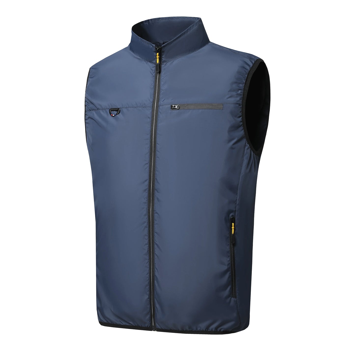 4FAN Solid Color Stand Collar Air Cooling Vest Men Dual Fans USB Summer Work Sleeveless Waistcoat Outdoor Fishing Cooling Jacket