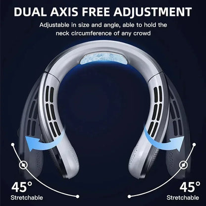 8000mAh Electric Hanging Neck Fan Portable Bladeless Mini Rechargeable Mute LED Digital Display Air Cooler For Outdoor