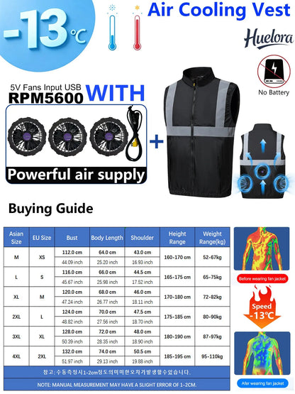 4FAN Solid Color Stand Collar Air Cooling Vest Men Dual Fans USB Summer Work Sleeveless Waistcoat Outdoor Fishing Cooling Jacket