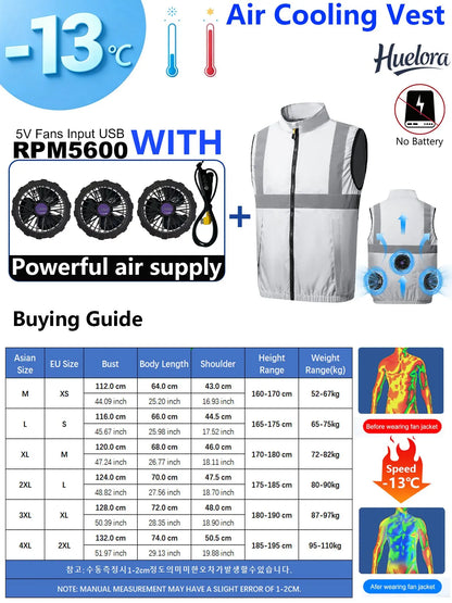 4FAN Solid Color Stand Collar Air Cooling Vest Men Dual Fans USB Summer Work Sleeveless Waistcoat Outdoor Fishing Cooling Jacket