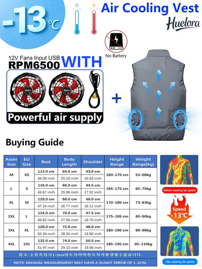 4FAN Solid Color Stand Collar Air Cooling Vest Men Dual Fans USB Summer Work Sleeveless Waistcoat Outdoor Fishing Cooling Jacket