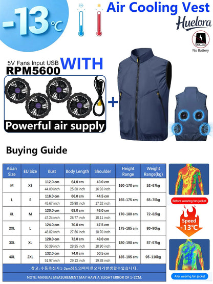 4FAN Solid Color Stand Collar Air Cooling Vest Men Dual Fans USB Summer Work Sleeveless Waistcoat Outdoor Fishing Cooling Jacket