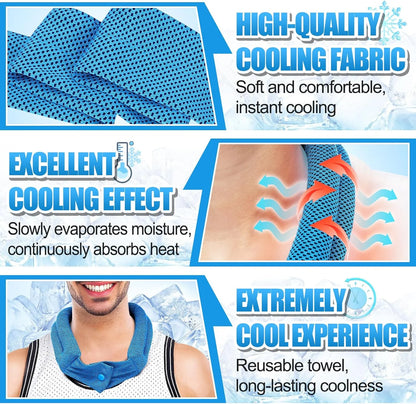 3 Pcs Cooling Neck Wraps - Cooling Towels with Ice Polymer, Soft Breathable Neck Coolers for Summer Heat Sports Gym Workout Men