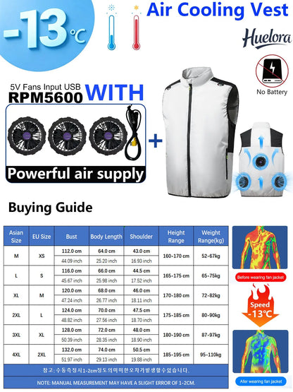 4FAN Solid Color Stand Collar Air Cooling Vest Men Dual Fans USB Summer Work Sleeveless Waistcoat Outdoor Fishing Cooling Jacket